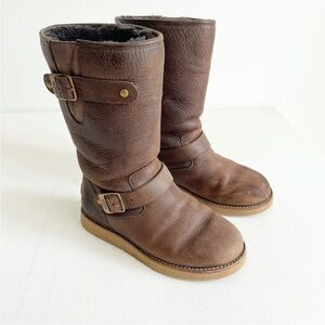 UGG Boots Kensington II Leather Double Buckle Brown Women's Size 6 1004144